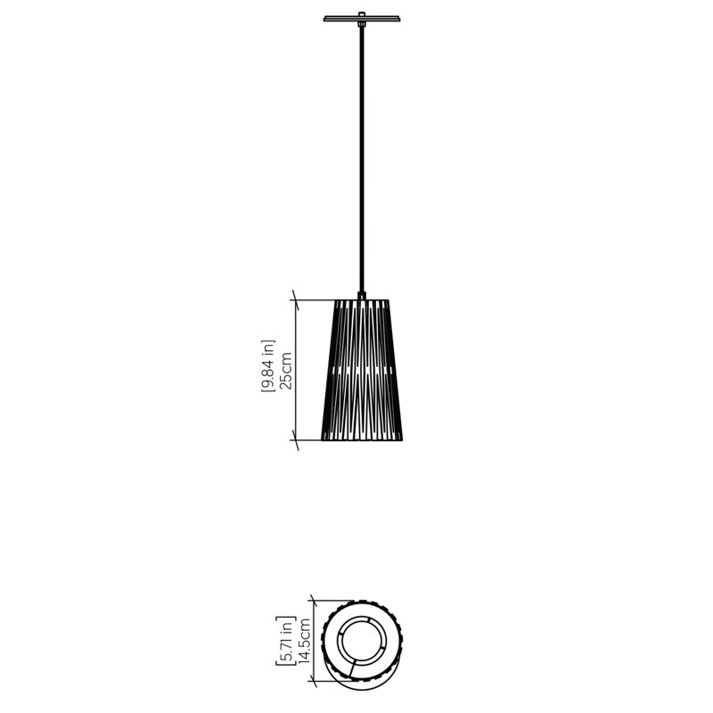 Living Hinges 1 - Light Pendant, 118" H x 5.7" W x 5.7" D, Charcoal
