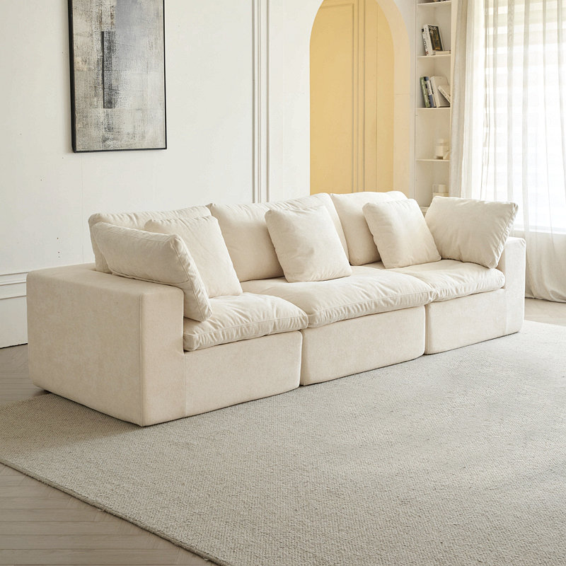 Canapé modulaire modulaire, canapé modulaire compressé en velours côtelé de style minimaliste moderne, canapé-lit, 3, Beige