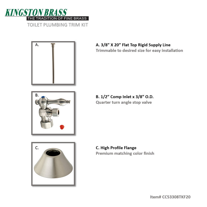 Ensemble de garniture de toilette Kingston, Nickel brossé
