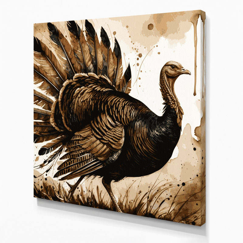 Birds Wild Turkey Beige Canvas Wall Art, 8" H x 8" W