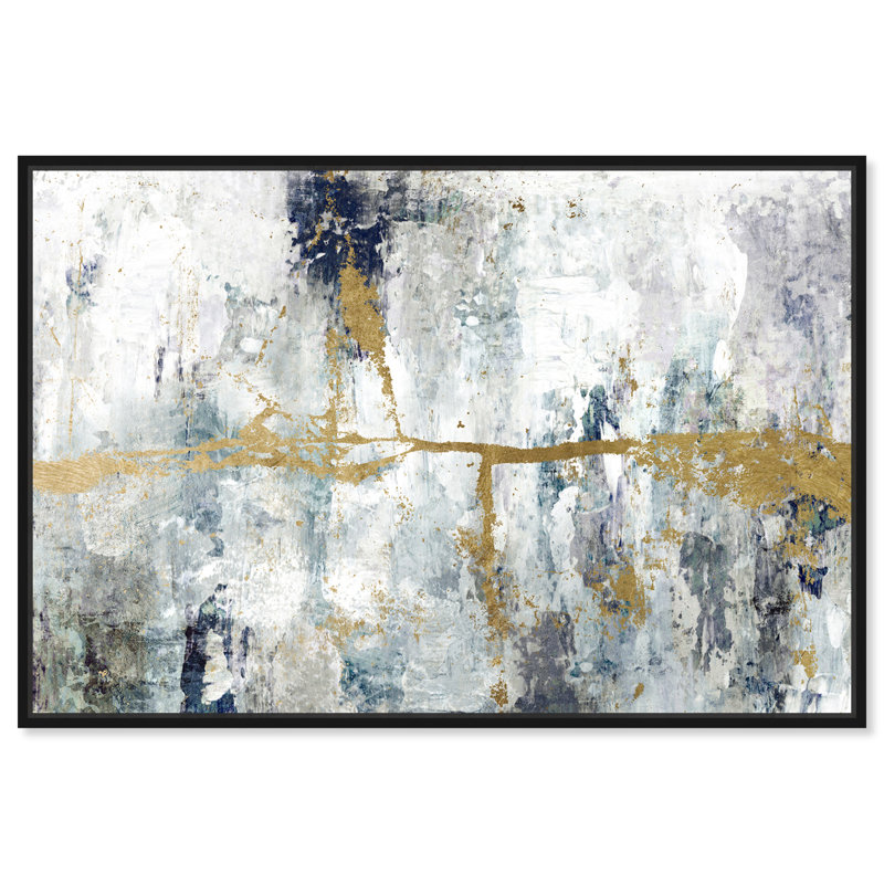 Abstract Ocean Divide - Impression sur toile, H 36 po x l 54 po, Cadre flottant noir