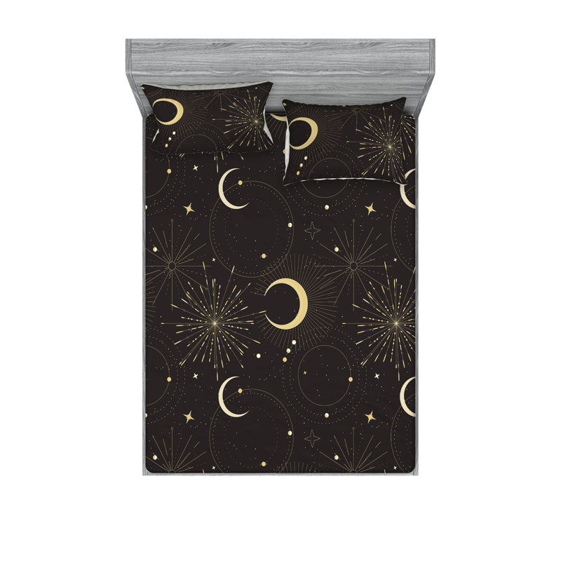 Drap-housse et taie décorative Ambesonne Outer Space Moon Gris anthracite / jaune pâle