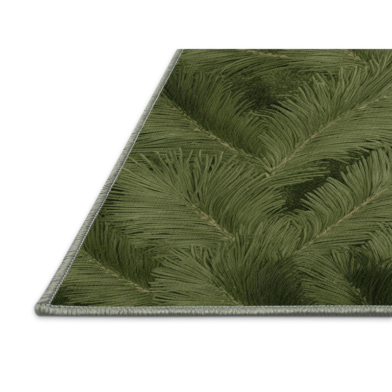 Machine Washable Nature Green Area Rug, Rectangle 5' x 8'