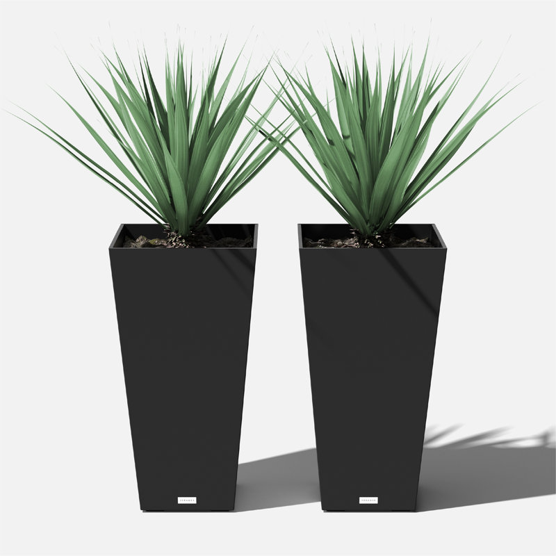 Pure Series Midland Planter, 2, Black, 30" H x 15.25" W x 15.25" D