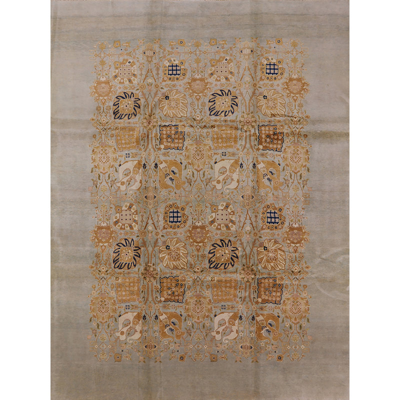 Tapis oriental gris clair / orange, Rectangle 5 pi x 8 pi