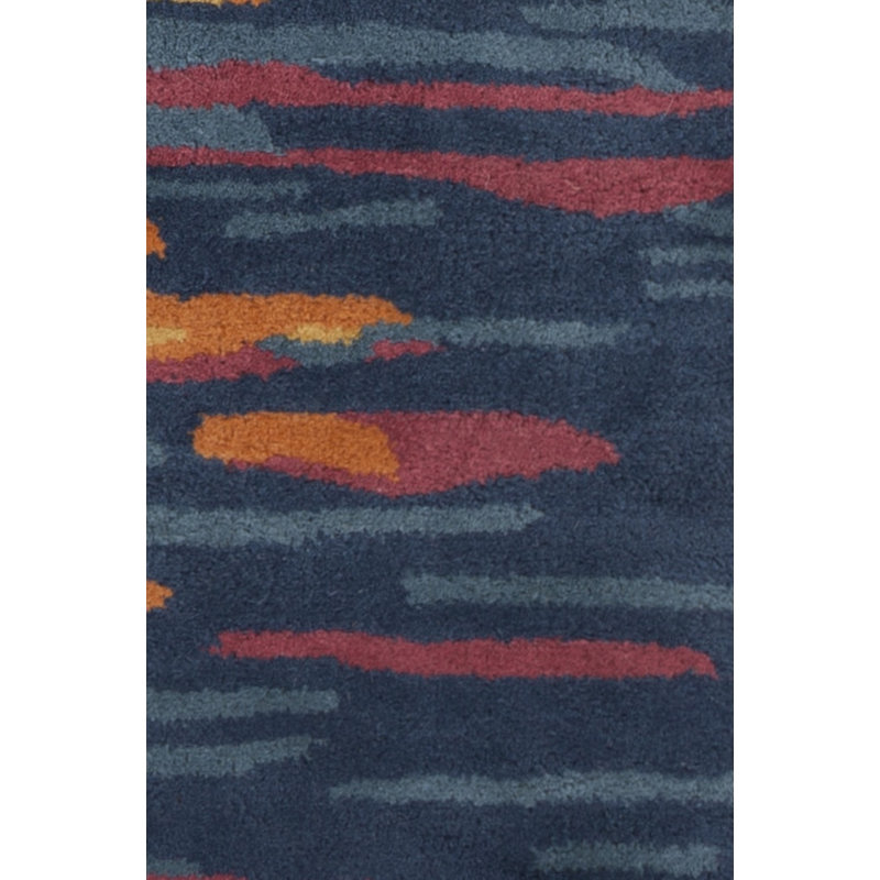 Cloral Authentic Hand-Tufted Handmade Navy, Orange & Gold Modern Abstract Horizon Wool Area Rug, Rectangle 5' x 7'6"