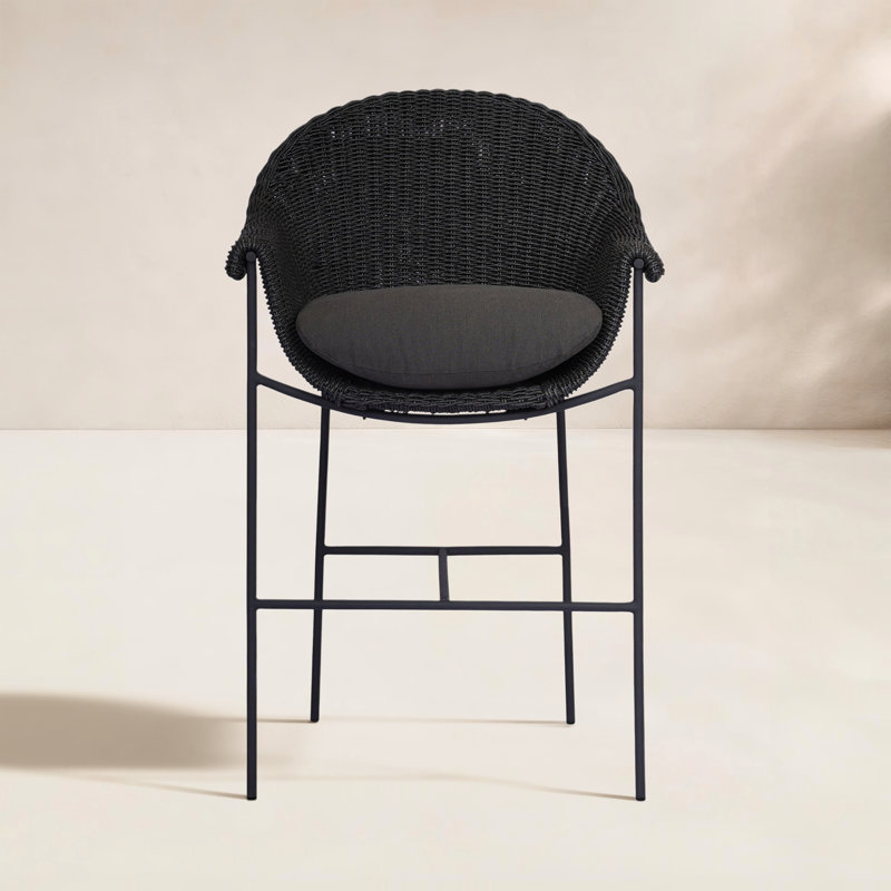 Suerte Outdoor Bar Stool, Black, Gray