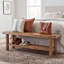 Farmhouse Solid Wood Bedroom Bench, 2-Tier Rustic Bed End Bench With Lower Storage Shelf-2048265405