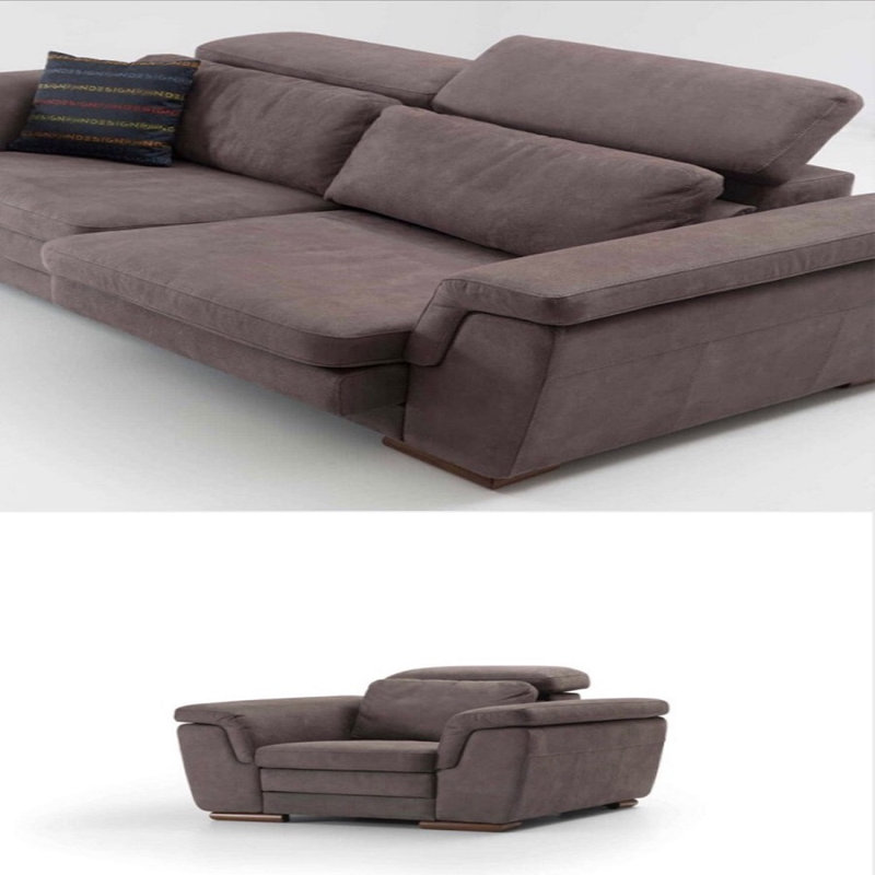 Fauteuil en daim de 46 po de largeur Crittenden, Cuir véritable gris