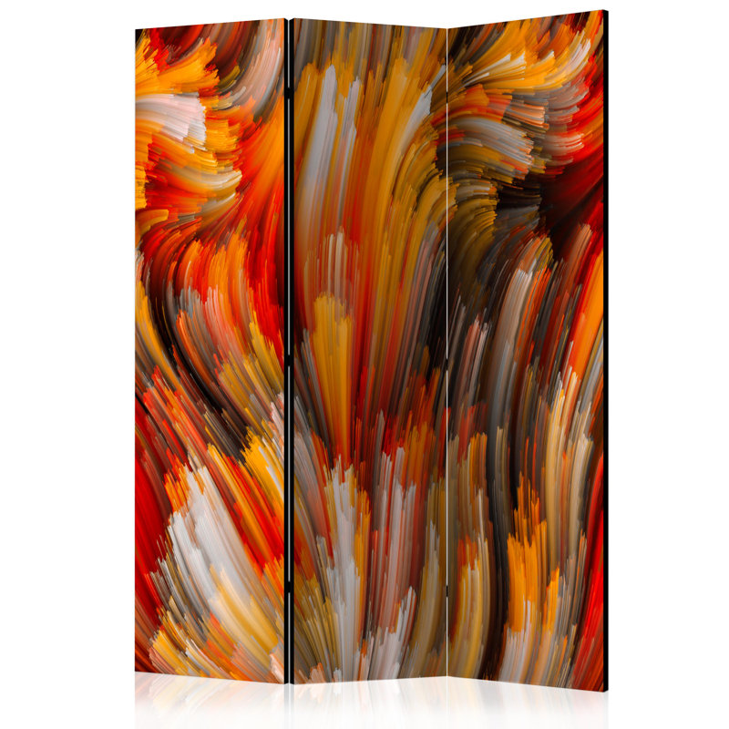 Cabbot 172cm H Solid Wood Folding Room Divider, 3, Red/Orange/Yellow