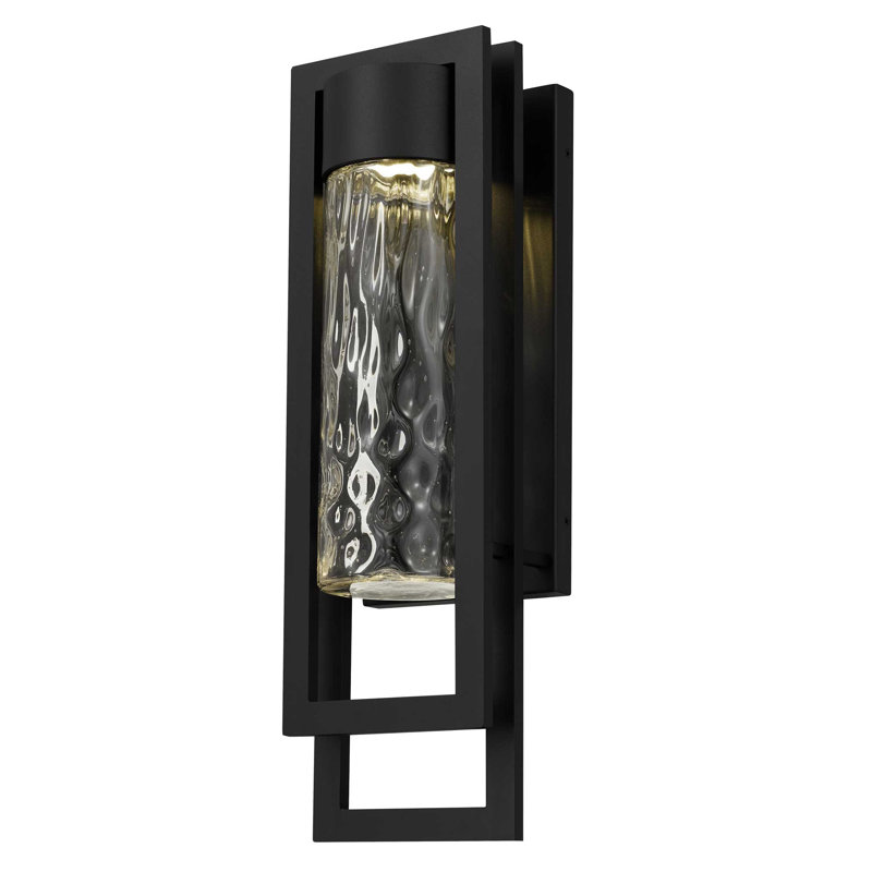 2 Step LED Wall Sconce with Layered Rectangular Design, Artisan Hammered Seeded Glass, 3 Sizes, 3-CCT Selectable, Dimmable, Wet Rated