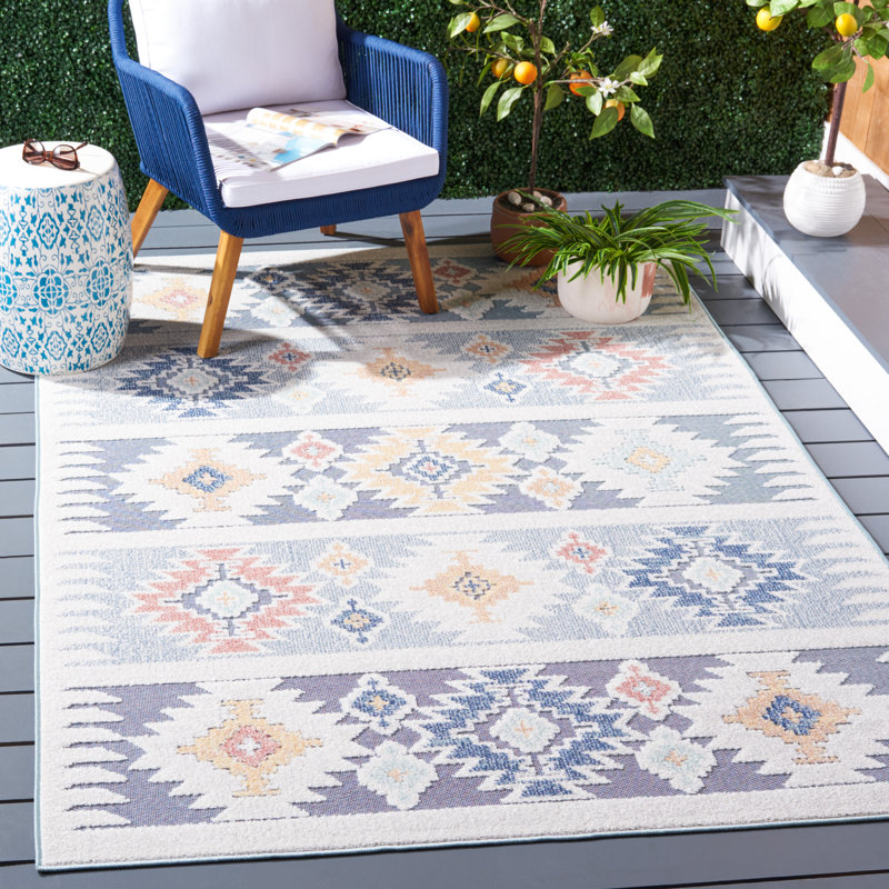 Tapis d'intérieur / extérieur Jameyah Sarasota Performance Southwestern, Rectangle 5 pi 3 po x 7 pi 7 po