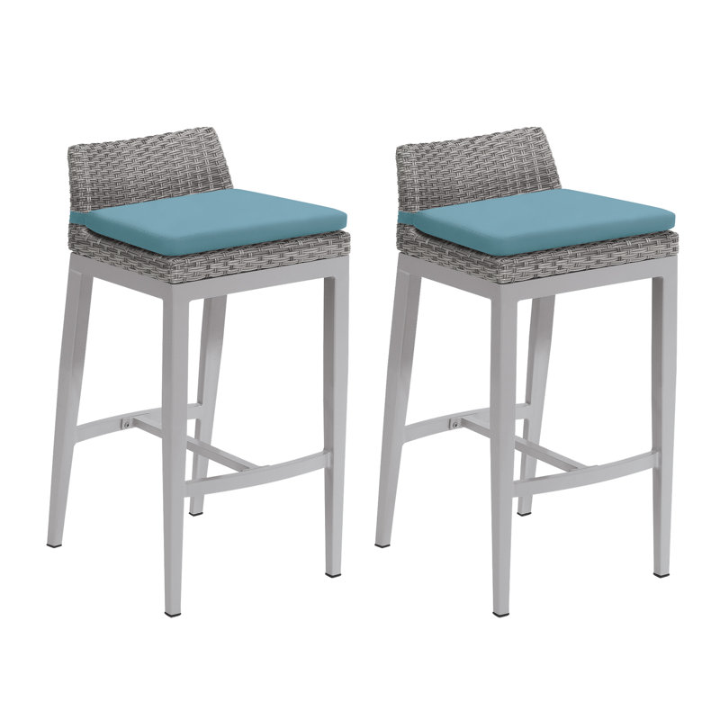 Tabouret de bar 31,5 po avec coussin Saleem, Bleu givré