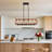 Farmhouse Chandelier Pendant Light, 5-Light Adjustable Height Wooden Black Ceiling Fixture For Kitchen Island, Dining Room, Pool Table, Rustic Modern Lighting