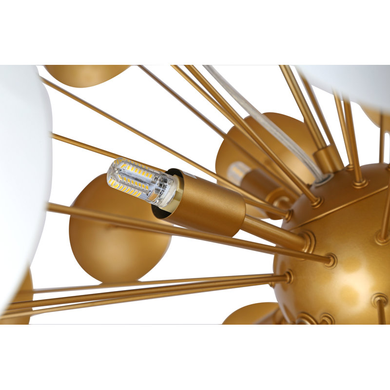 Transitional 10 Light Sputnik Globe Chandelier