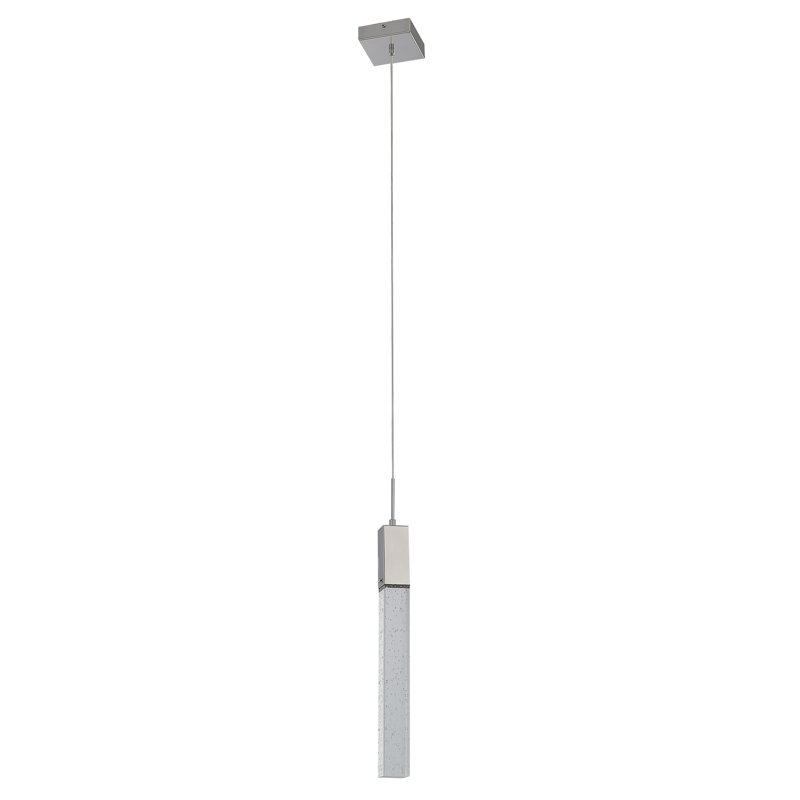 1-Light Chrome Pendant With Clear Crystal, Chrome