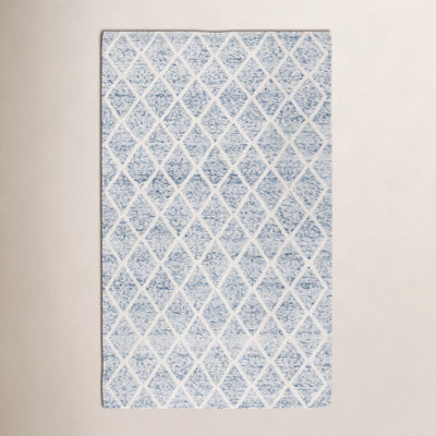 Russo Ivory Blue Hand-Woven Flatweave Rug