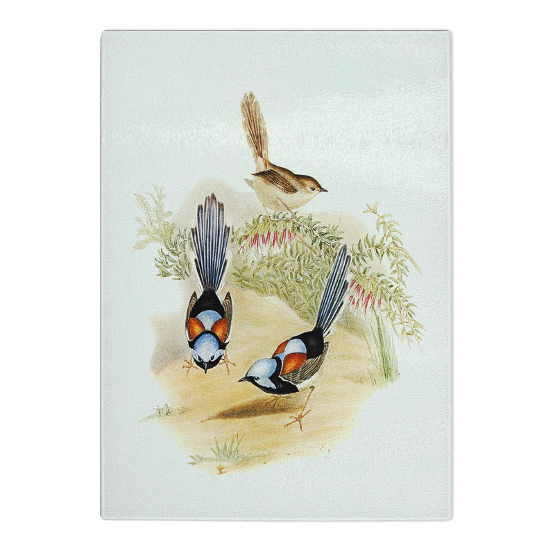 Tempered Glass Lovely Wrens by Elizabeth Gould Chopping Board, 20 cm x 28.5 cm