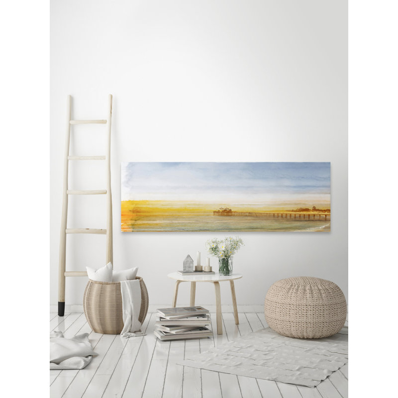 Imprimé Malibu Pier par Parvez Taj, H 15 po x l 45 po x P 1,5 po, Toile tendue