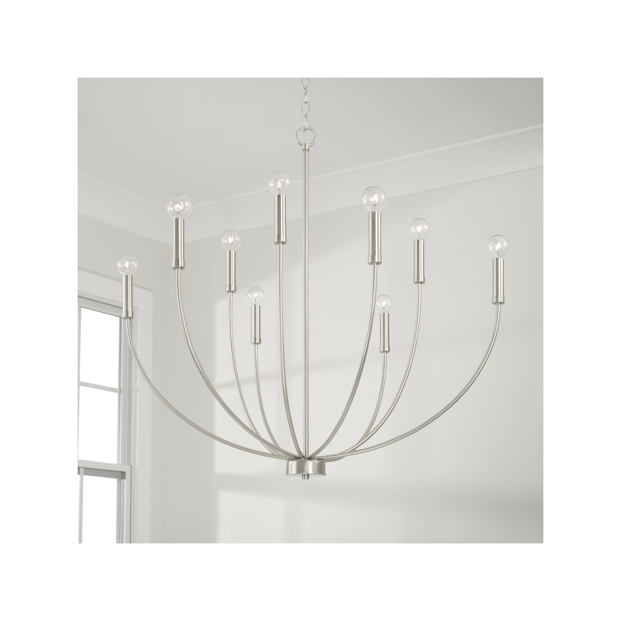 Ansley Dimmable Classic / Traditional Chandelier, Brushed Nickel, 9 Lights