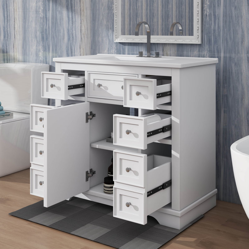 Meuble-lavabo de salle de bain 36 po, Blanc