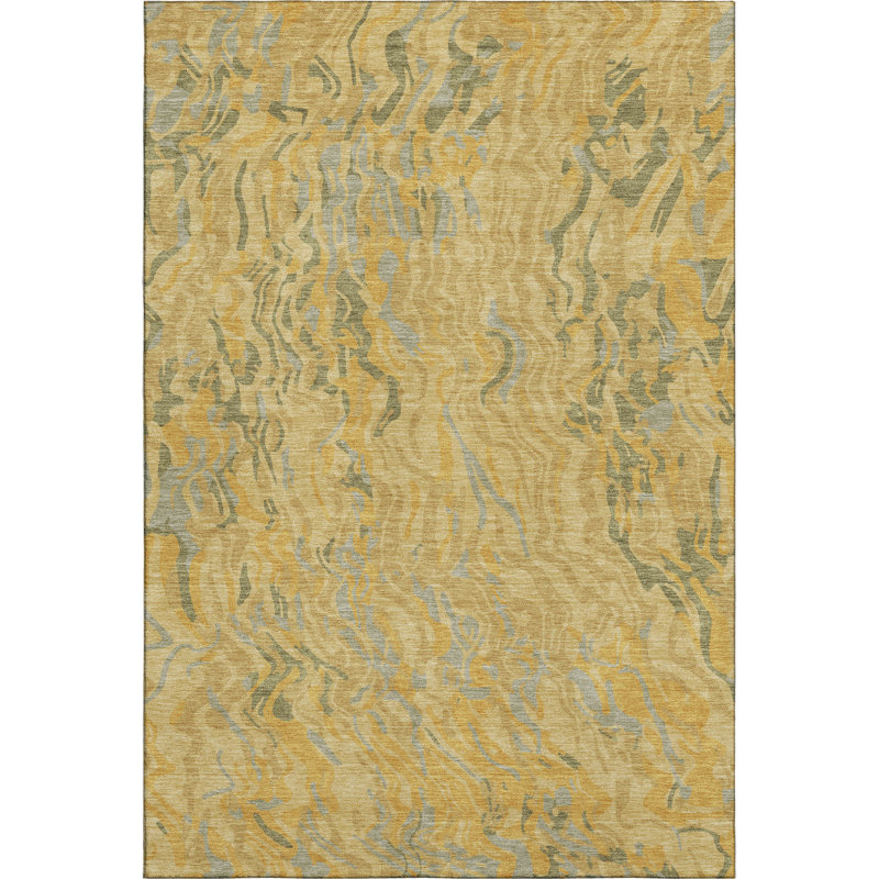 Premium Machine Washable Crumley AMF1038 Swirls Rug_AMF1038GO, Rectangle 2'6" x 3'10"