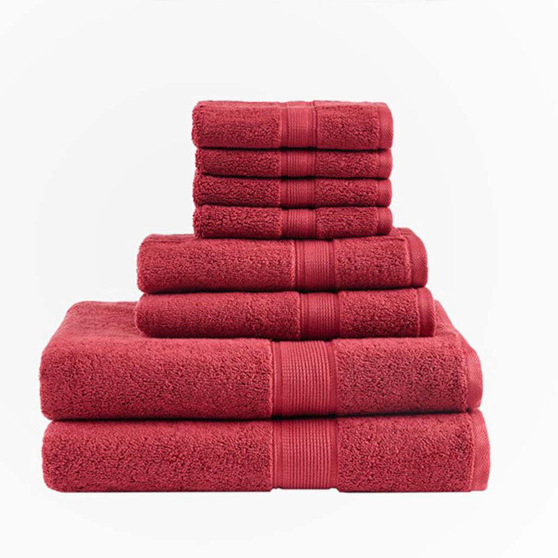 Gracie Mills Eulalia 800 GSM Cotton 8-Piece Antimicrobial Towel Set, Red