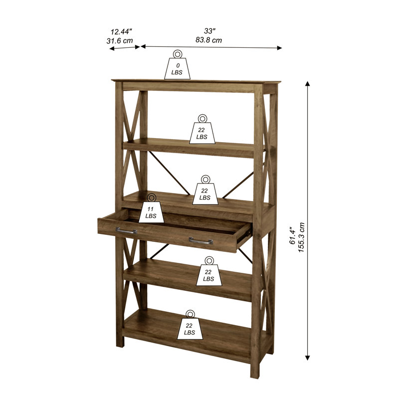 Coble Etagere Storage Bookcase, Rustic Oak