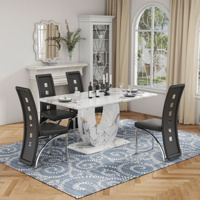 Dining Table set with PU Leather Upholstered Chairs