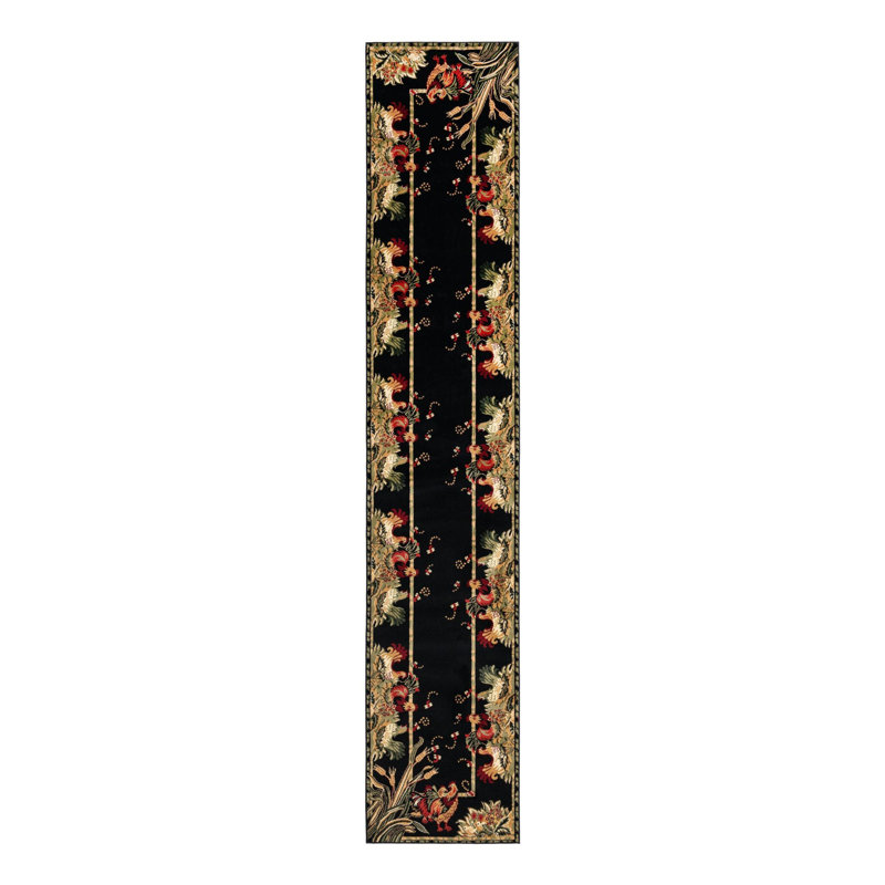 Tapis noir / vert Andersonville, Tapis de couloir 3 pi 1 po x 16 pi 5 po, Black/Green