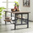 Teak Wood Dining Table with Attached Seats-94225240-94225241-94225242