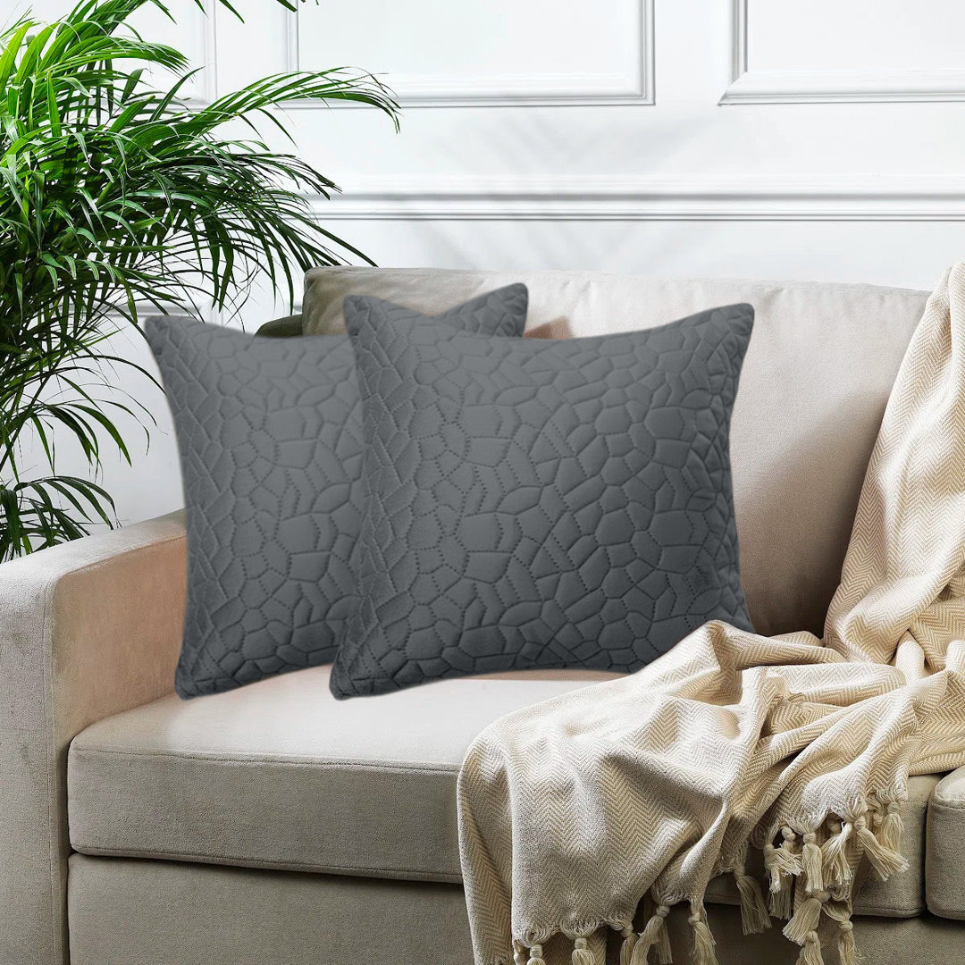 Pebble Pattern Velvet Cushion Covers, Set of 2 â Textured Plush Scatter Pillow Covers for Sofa, Bed & Living Room