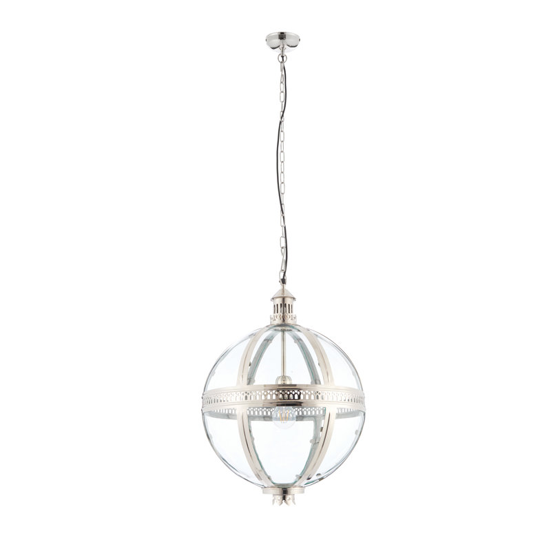 Zabala 1 - Light Sphere Pendant, Bright Nickel, 148cm H x 41cm W x 41cm D