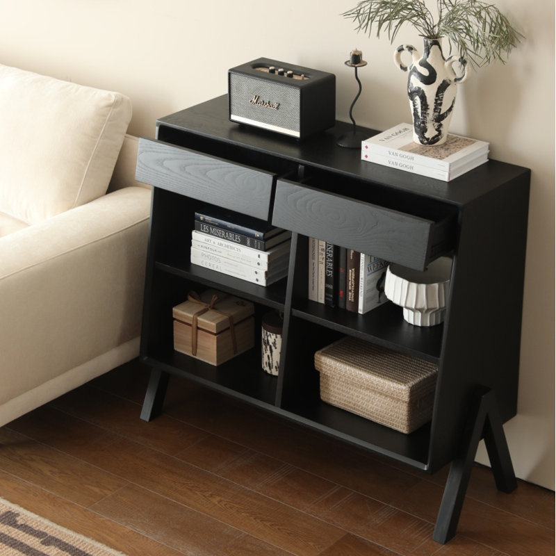 Commode d'appoint en bois massif Mildaras, H 35,4 po x l 47,2 po x P 15,7 po