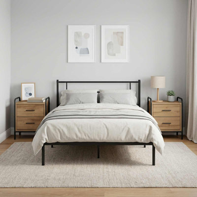 40 cm W Galvanised Steel Bedside Table