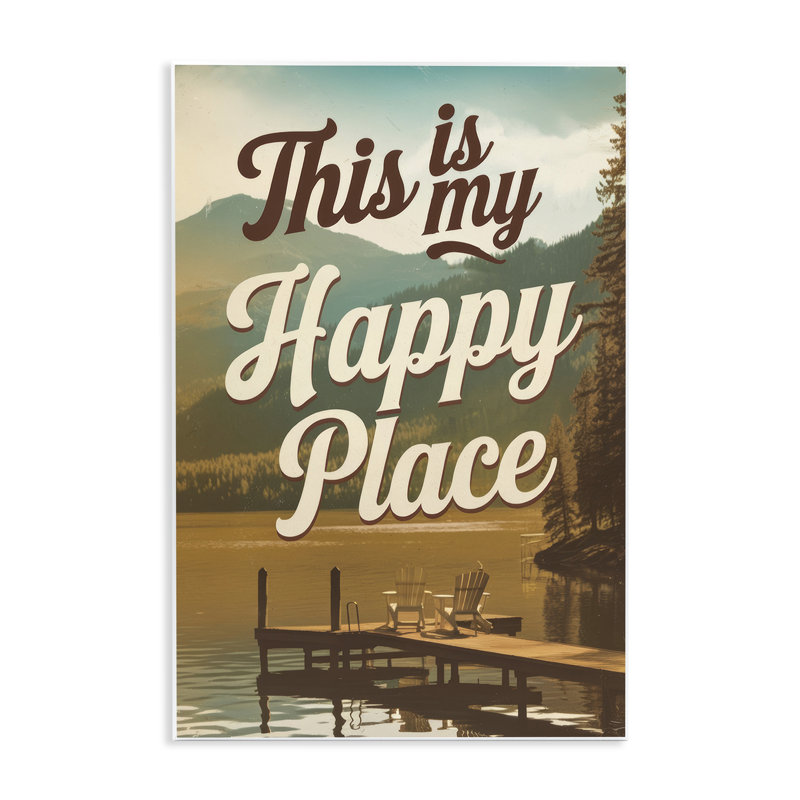 Plaque murale rétro My Happy Place, design par Andreas Magnusson, H 19 po x l 13 po