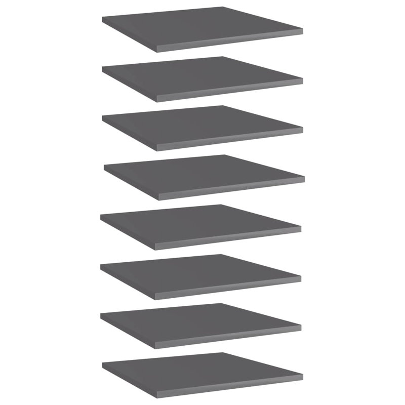 Tablettes pour bibliothèque 8 pièces en bois d'ingénierie, (8 tablettes) H 0,6 po x l 31,5 po x P 15,7 po, Gris brillant