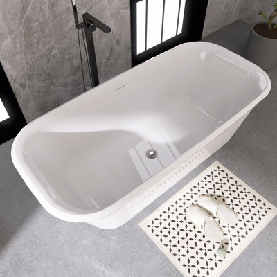 67" Freestanding Soaking Acrylic Bathtub