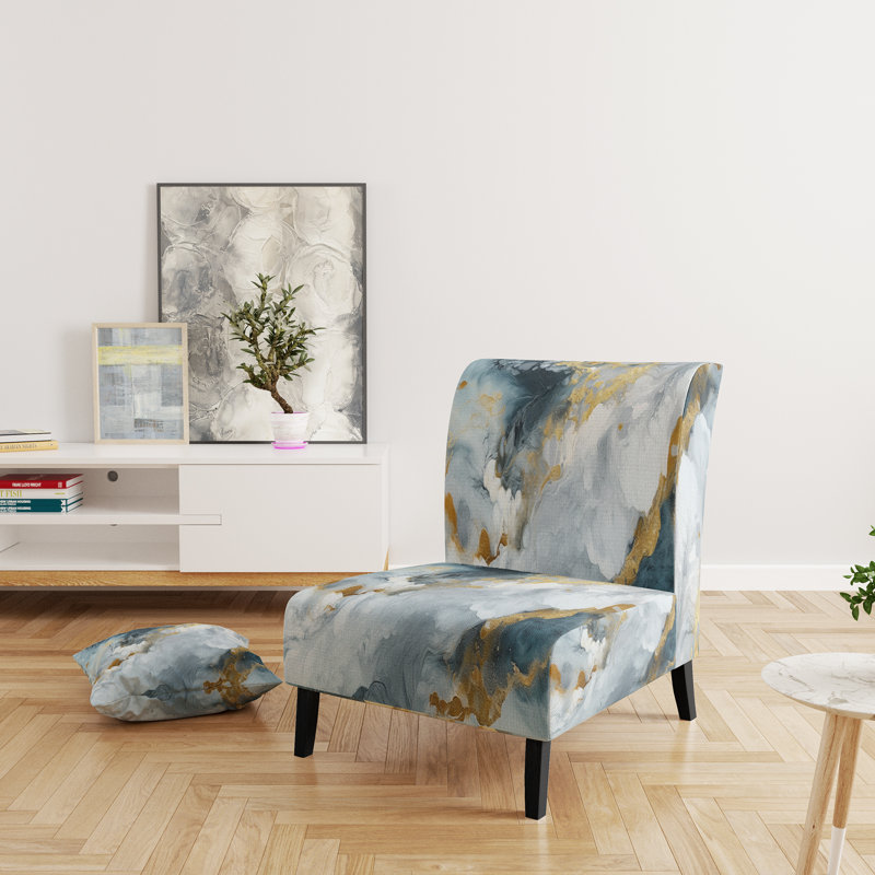 Fauteuil de chambre Berendien , Mélange de polyester gris / or