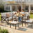 8 Pieces Outdoor L-Shaped Furniture Sets With Dinng Table,2 Ottomans,Large Waterproof Cover, 6.5" Olefin Beige Cushions-2041998692