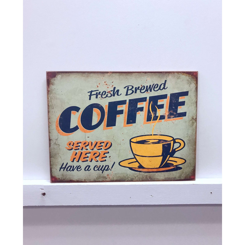Décoration murale en bois «Fresh Brewed Coffee»