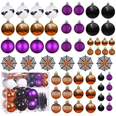 Pack Of 56 Halloween Hanging Ball Ornaments, Shatterproof Balls Spider Bat Ornaments For Indoor Halloween Tree Decorations, Home Decorations