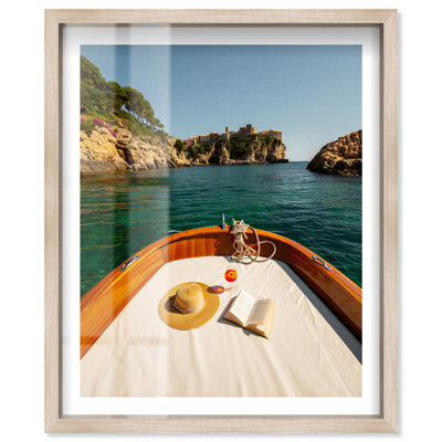 Italian Coast III Shadowbox Print Coastal Fashion Art by Notoriart, Natural Oak Frame, 37"H x 31"W