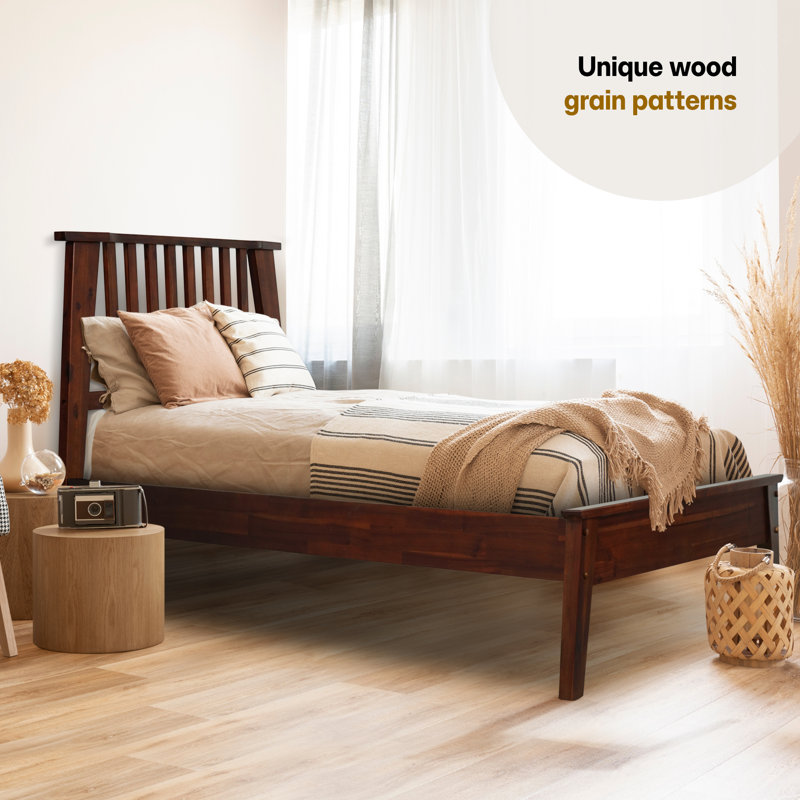 Kaylin Solid Wood Bed Frame with Headboard, Twin, Chocolate