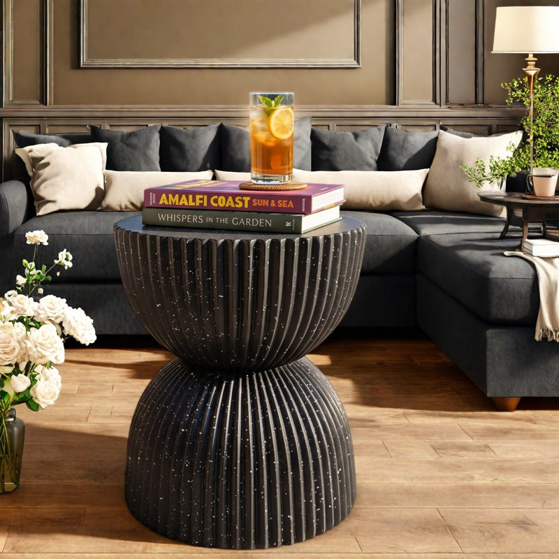 Concrete Top End Table, Black*Black