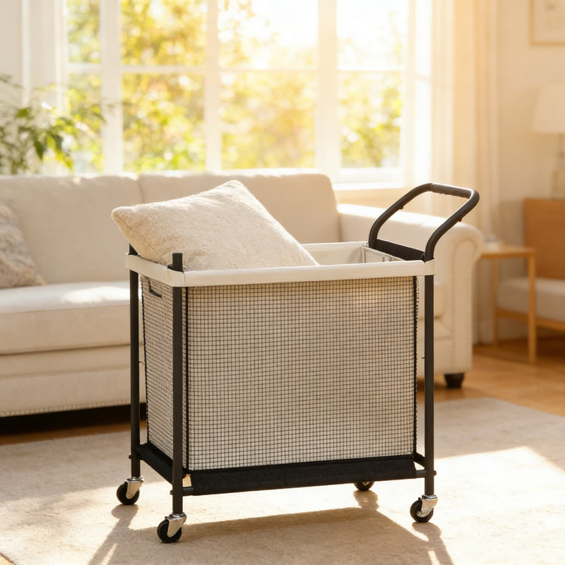 Laundry Hamper With Wheels And Removable Washable Liner Bag, Dual Compartment Laundry Basket Cart With Handle And Swivel Casters For Home, Bedroom, Bathroom, Dorm