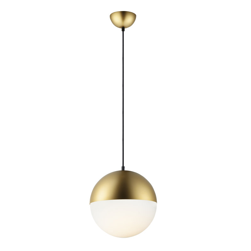 Luminaire suspendu sphère 1 lumière Hastings, Or métallique, H 8,5 po x l 7,75 po x P 7,75 po