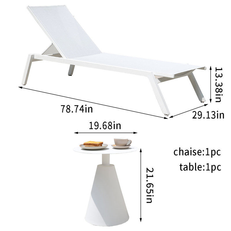 Adjustable Outdoor Chaise Lounge Outdoor Metal Chaise Lounge Set with Table