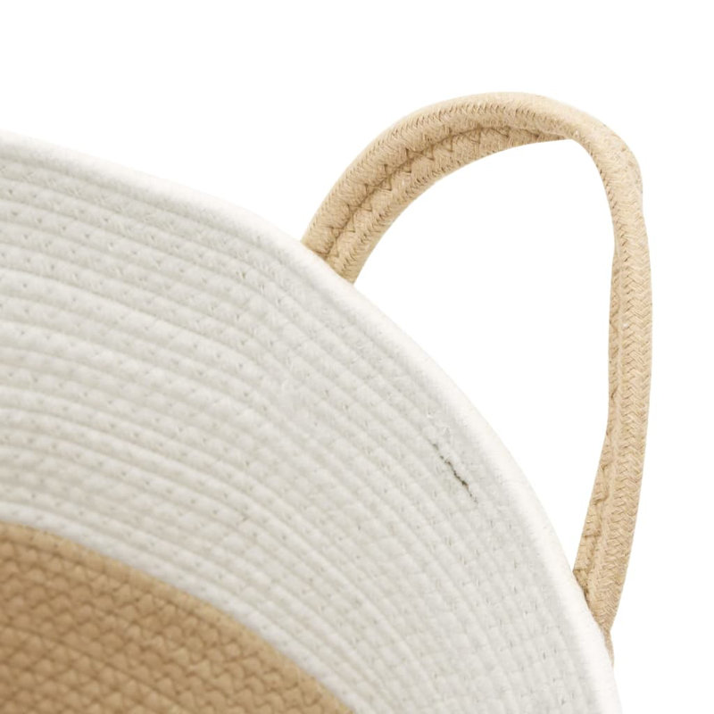 House Of Hampton Fabric Decorative Basket, Beige/White