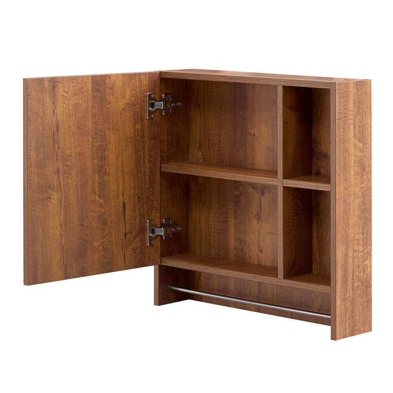 Bathroom Mirror Cabinet Wall Mounted, Walnut
